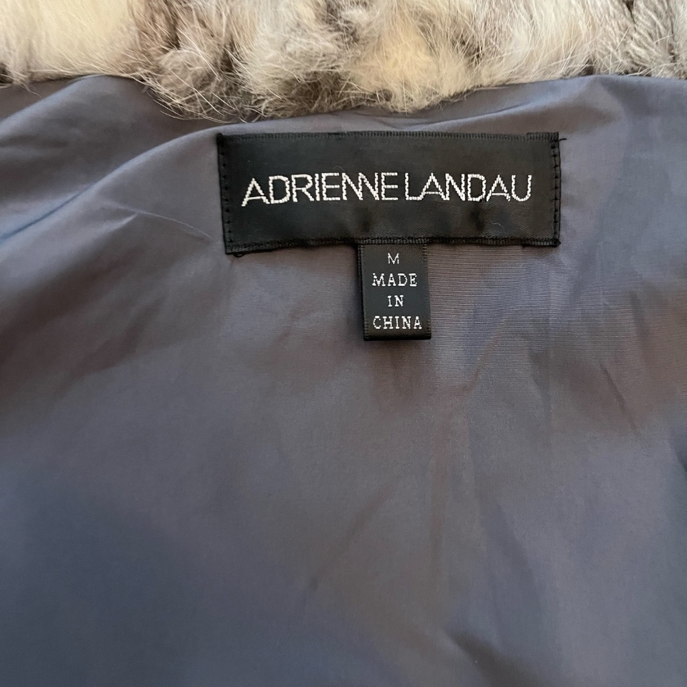 Adrienne Landau Rabbit Fur Jacket White & Grey Like New - Picture 4 of 10